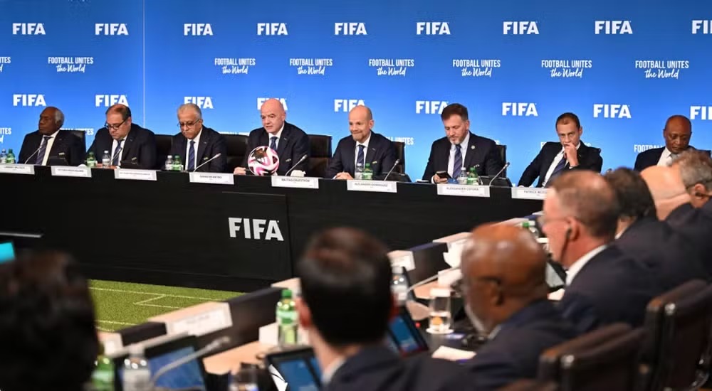 Gianni Infantino, presidente da FIFA, em reunião do conselho da FIFA (Reprodução)