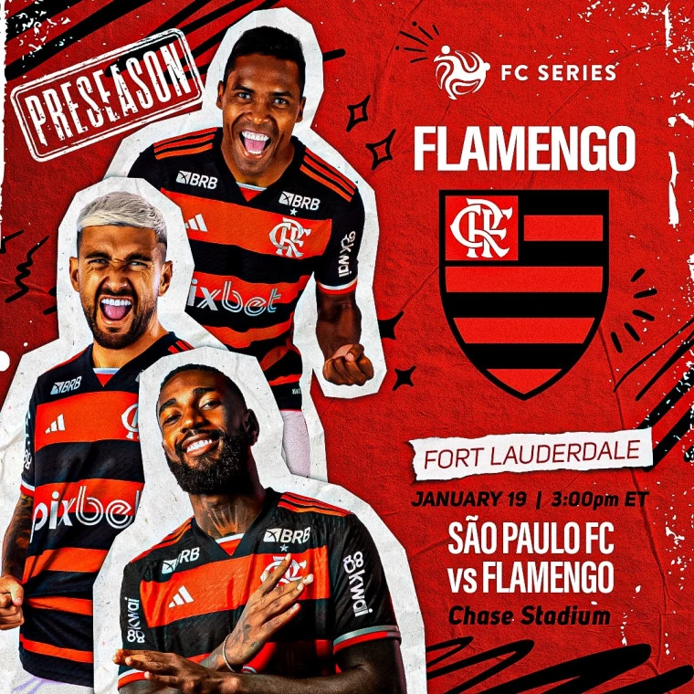 Cartaz anuncia Flamengo na Flórida em 2025