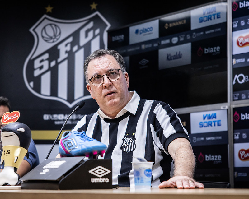 Marcelo Teixeira, presidente do Santos. Reprodução: Raul Baretta/ Santos FC.