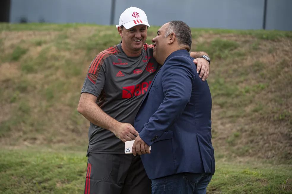 Rogério Ceni e Marcos Braz. Reprodução: Alexandre Vidal/Flamengo.