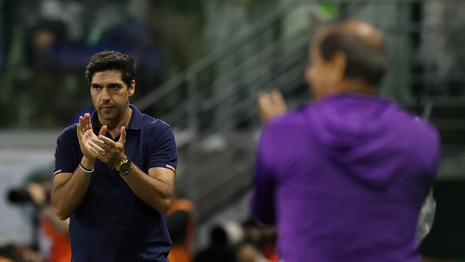 Abel Ferreira e Ramón Díaz durante Derby Paulista