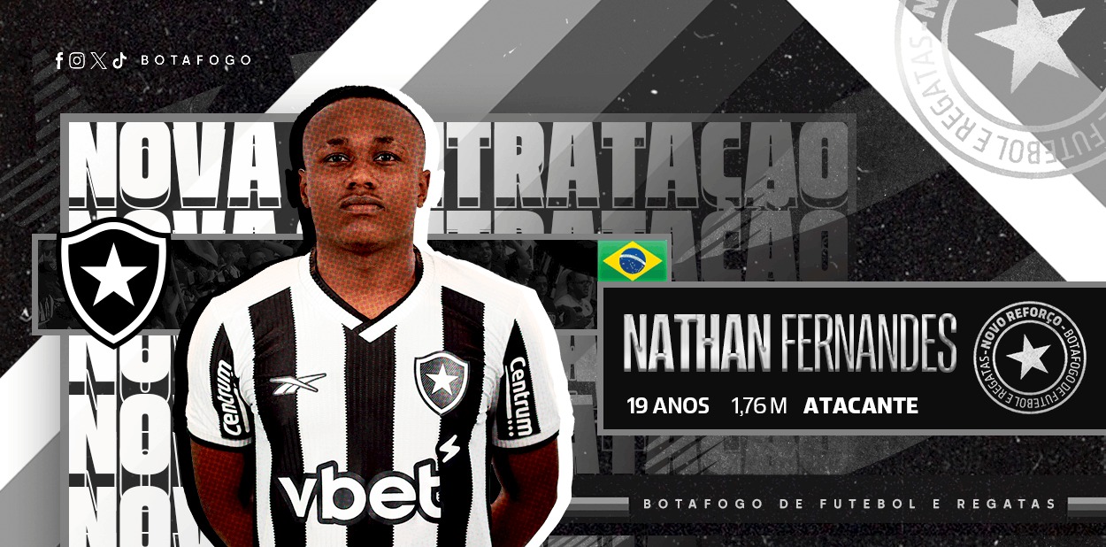 Nathan Fernandes, novo atacante do Botafogo (Botafogo/X)