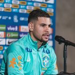 Bruno Guimarães, jogador do Newcastle, em coletiva pela seleção brasileira. Foto: Ricardo Ribeiro.