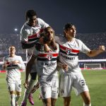 Comemoração do São Paulo após o gol da vitória. Foto: X/São Paulo.