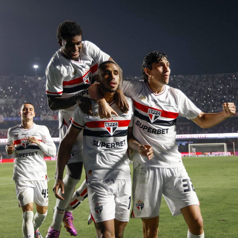 Comemoração do São Paulo após o gol da vitória. Foto: X/São Paulo.