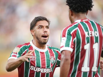 Nonato e Keno comemoram gol do Fluminense contra o Ulsan HD. Foto: Marcelo Gonçalves/FFC.