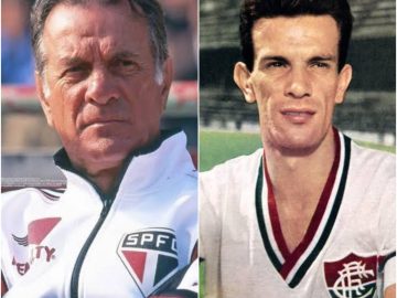 Telê Santana com as camisas dos dois clubes onde é ídolo