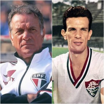 Telê Santana com as camisas dos dois clubes onde é ídolo