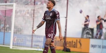 Rafael Navarro durante partida diante do Santos Laguna pela Copa das Ligas da CONCACAF