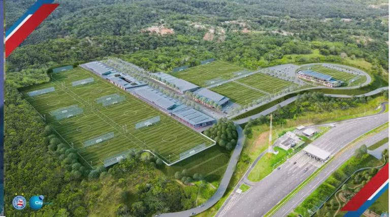 Imagem do projeto do novo CT do Bahia, que tem previsão para ser entregue em 2027 | Foto: Divulgação Bahia