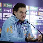 Ederson durante coletiva nessa quarta (12) | Foto: @rafaelribeirorio - CBF
