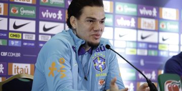 Ederson durante coletiva nessa quarta (12) | Foto: @rafaelribeirorio - CBF