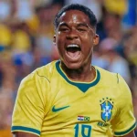 Endrick durante vitória da Seleção sobre a Croácia