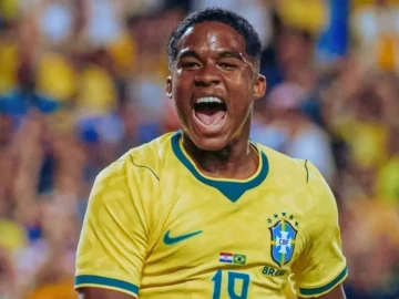 Endrick durante vitória da Seleção sobre a Croácia