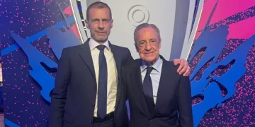 Florentino Perez, presidente do Real Madrid, foi convidado para assistir a final da Champions League com o presidente da UEFA