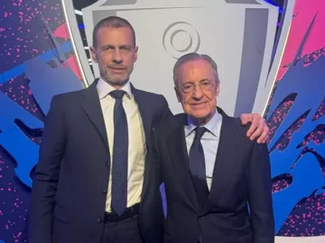 Florentino Perez, presidente do Real Madrid, foi convidado para assistir a final da Champions League com o presidente da UEFA