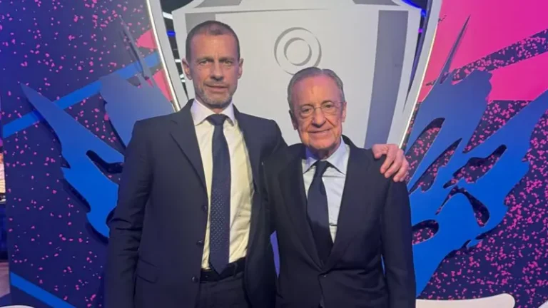 Florentino Perez, presidente do Real Madrid, foi convidado para assistir a final da Champions League com o presidente da UEFA