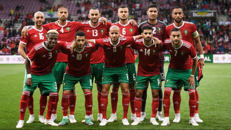 Seleção Marroquina perfilada para jogo