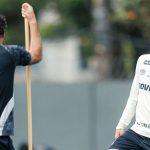 Neymar durante treino da manhã desta quinta