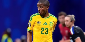 Jayden Adams com a camisa da Africa do Sul