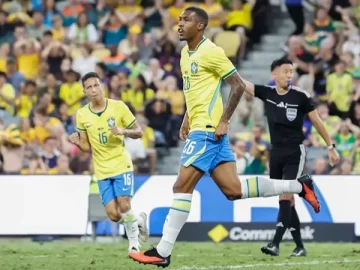 Rayan comemora o gol de empate diante da Austrália (Foto: Rafael Ribeiro/CBF)